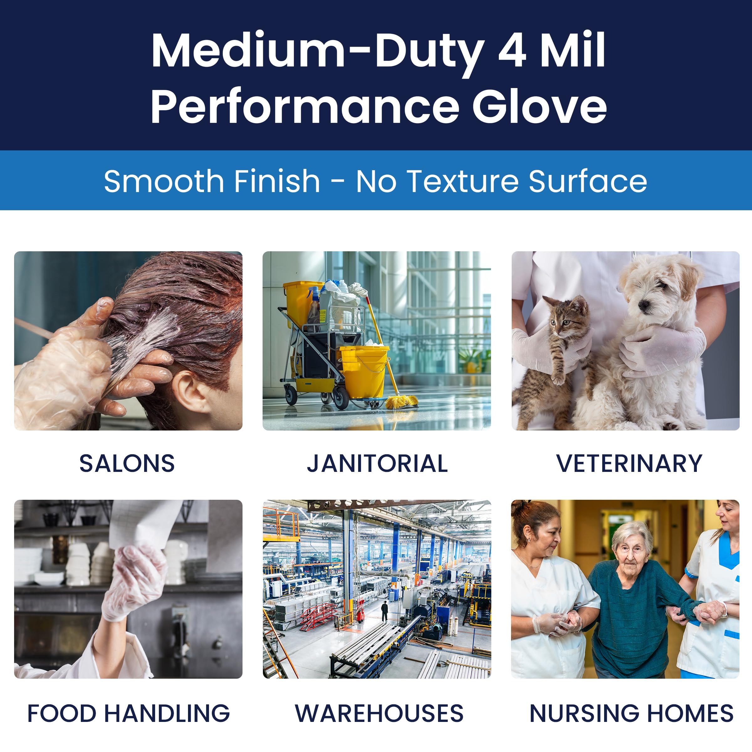 Adenna VPF 4-mil Vinyl Powder Free Exam Gloves, Clear, Small, Box of 100