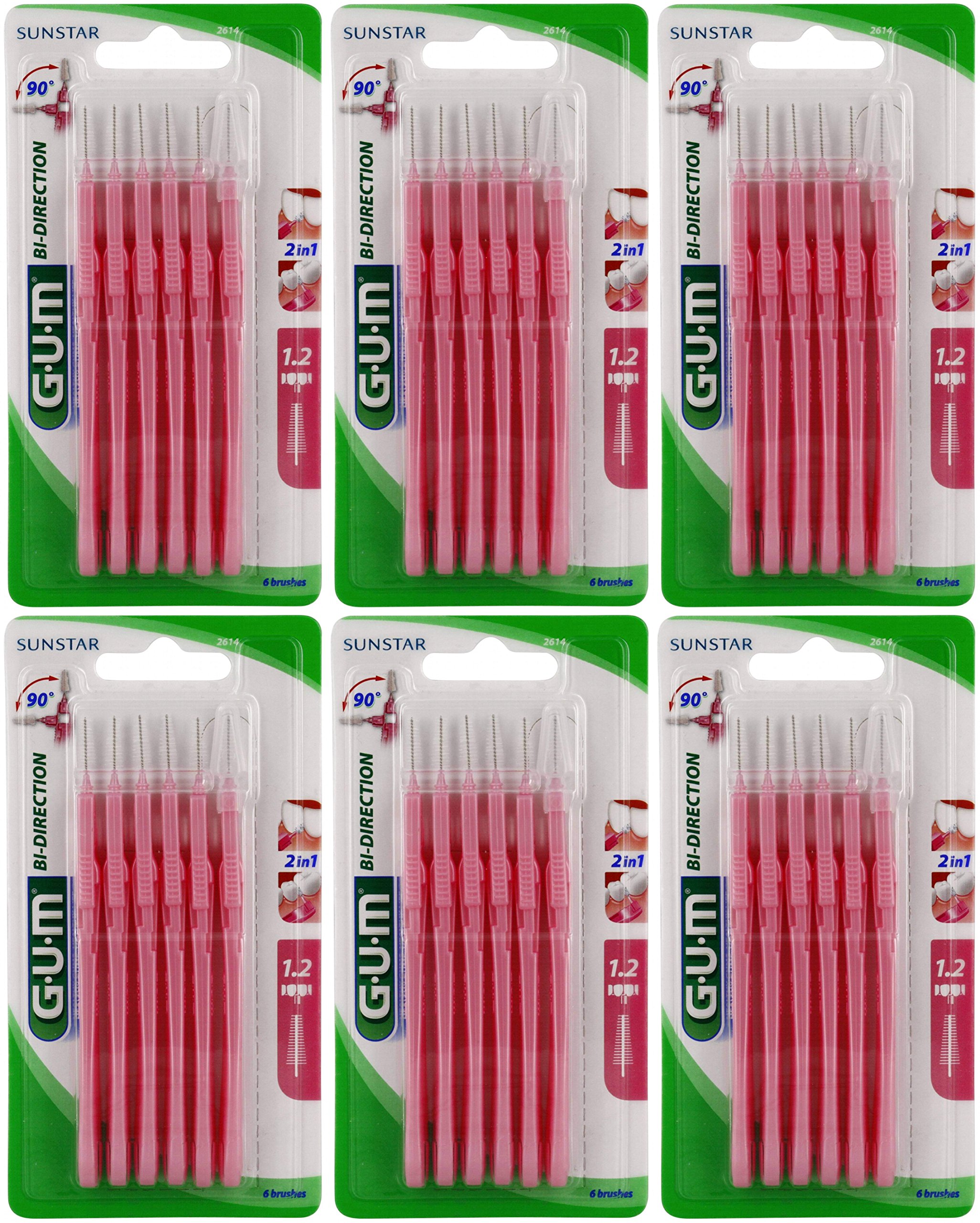 GUM 2614 Proxabrush Bidirection 1.2 lot de 6