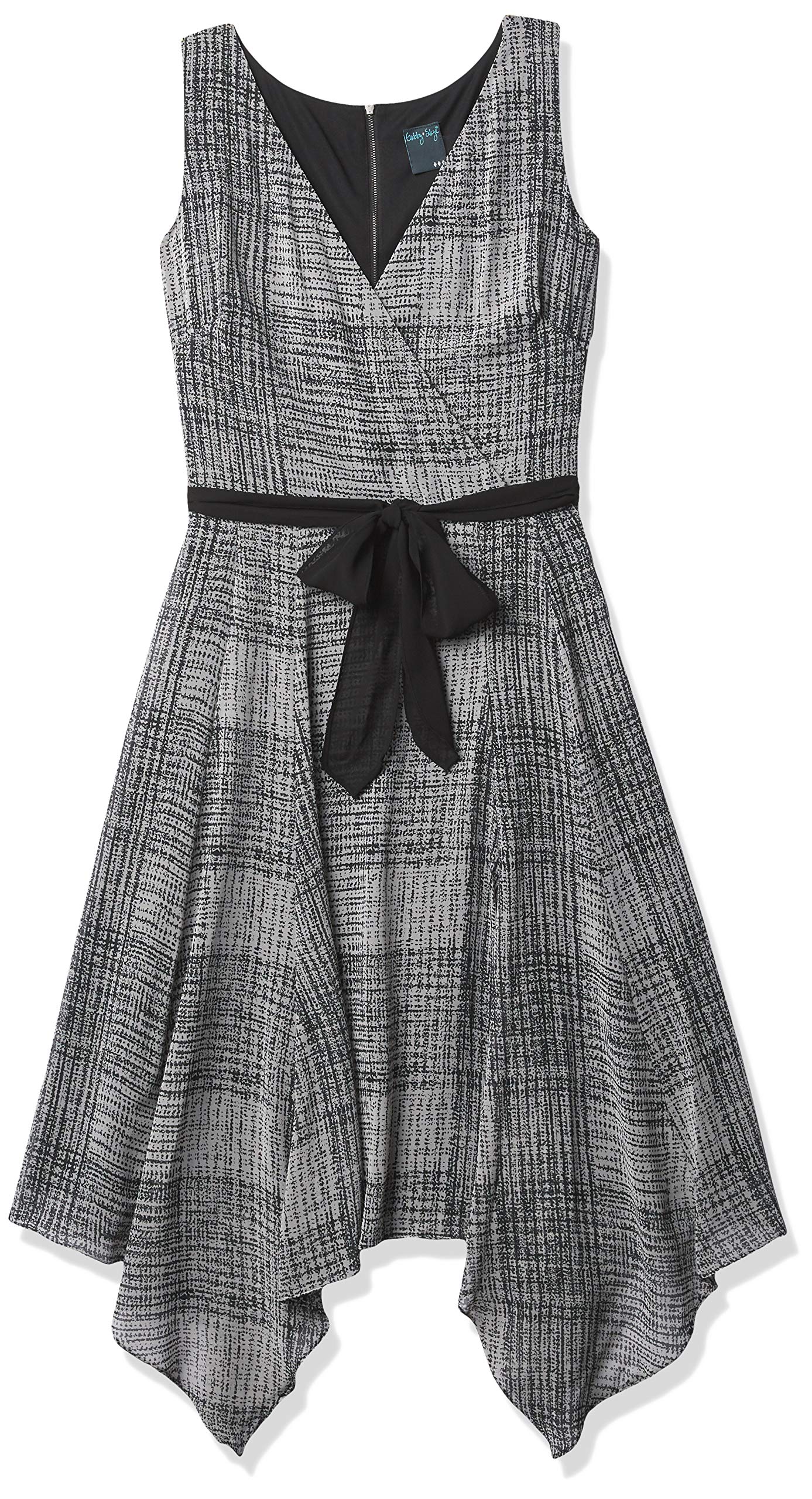 Gabby SkyeWomen's Sleeveless Black and Stone Plaid Dress, 10