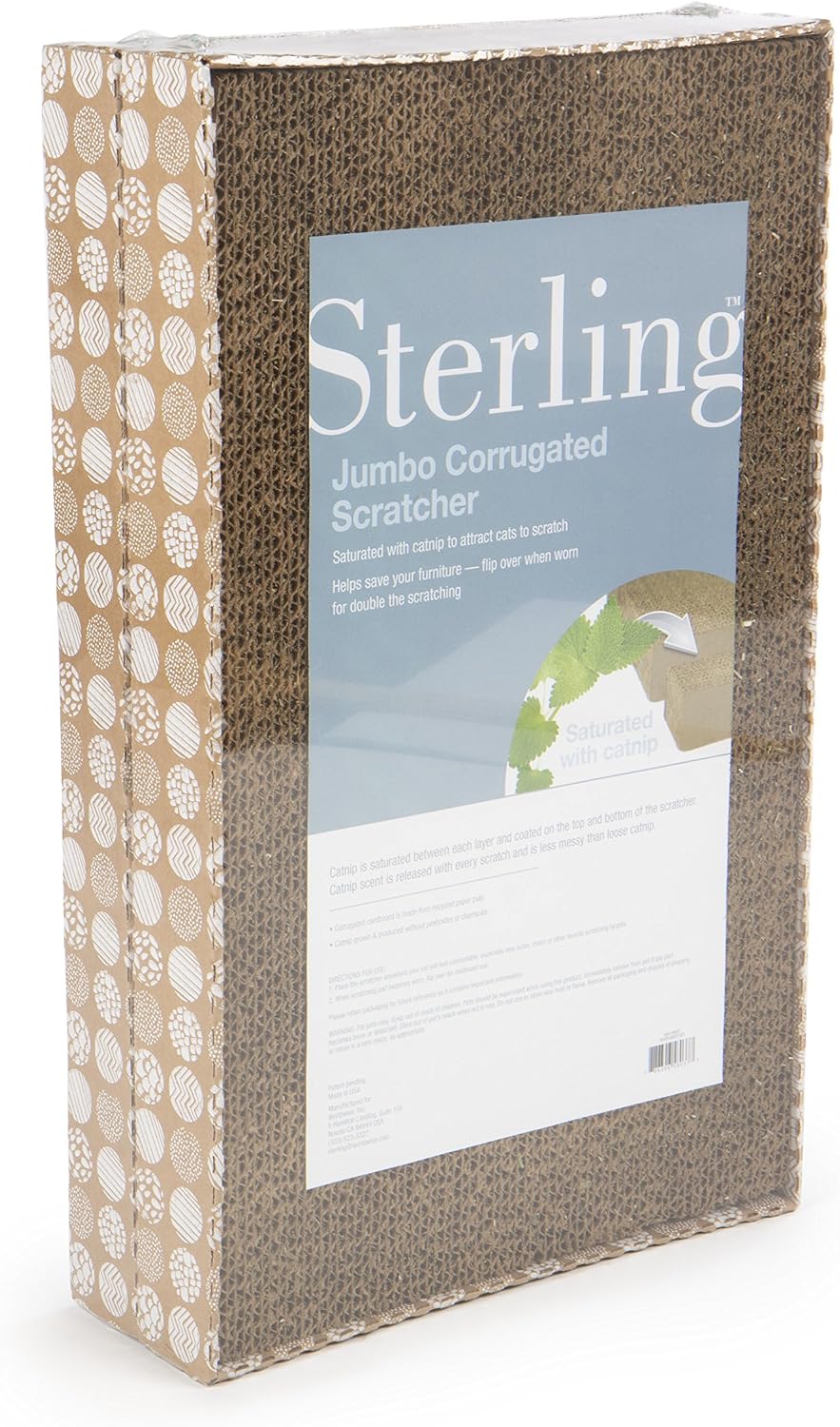 Sterling Catnip Saturated Corrugated Cat Scratcher, Jumbo-2 Pack (Frustration Free Packaging)