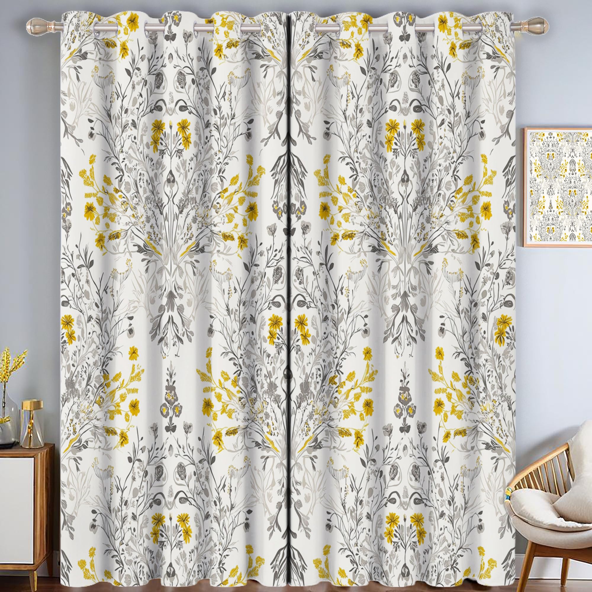 Rideau fenetre nature esthétique chambre et salon | Tissu gris occultant à oeillets