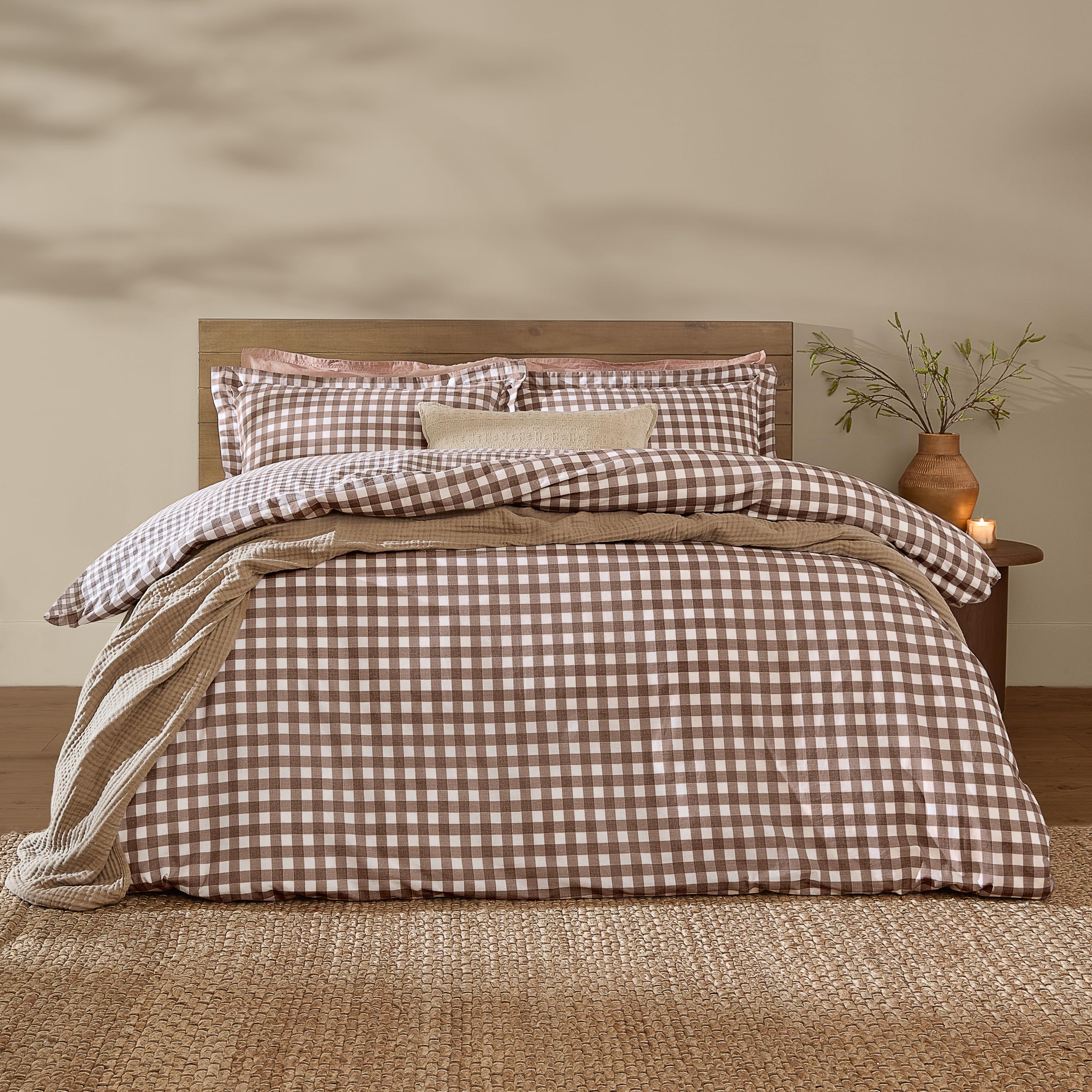 Yard  Barton Gingham Check Duvet Set - Chocolate - Single