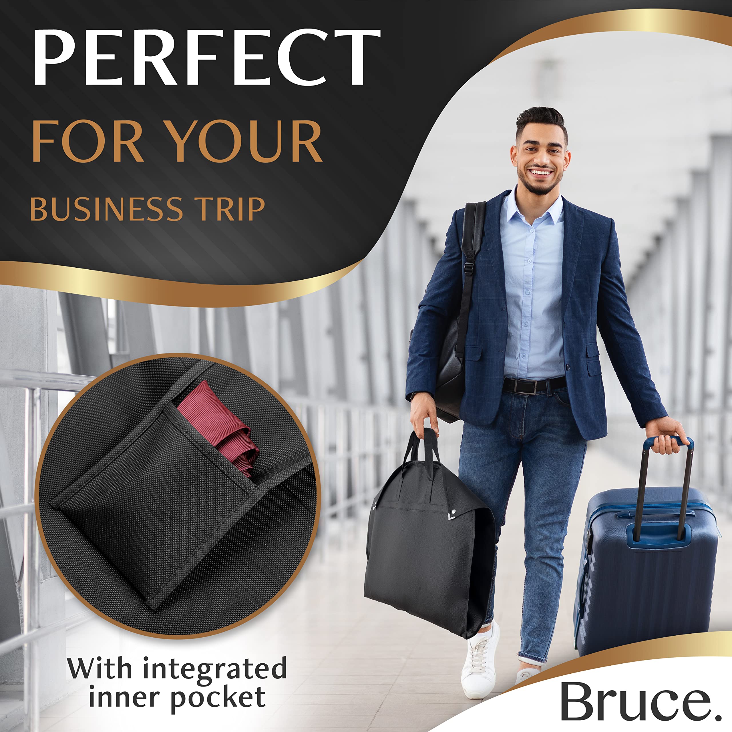 Bruce.® 2x Premium Garment Bags 152x60cm with 1x Shoe Bag, Breathable Clothes Cover for Suits Dresses, Coats & Jackets - Image 3