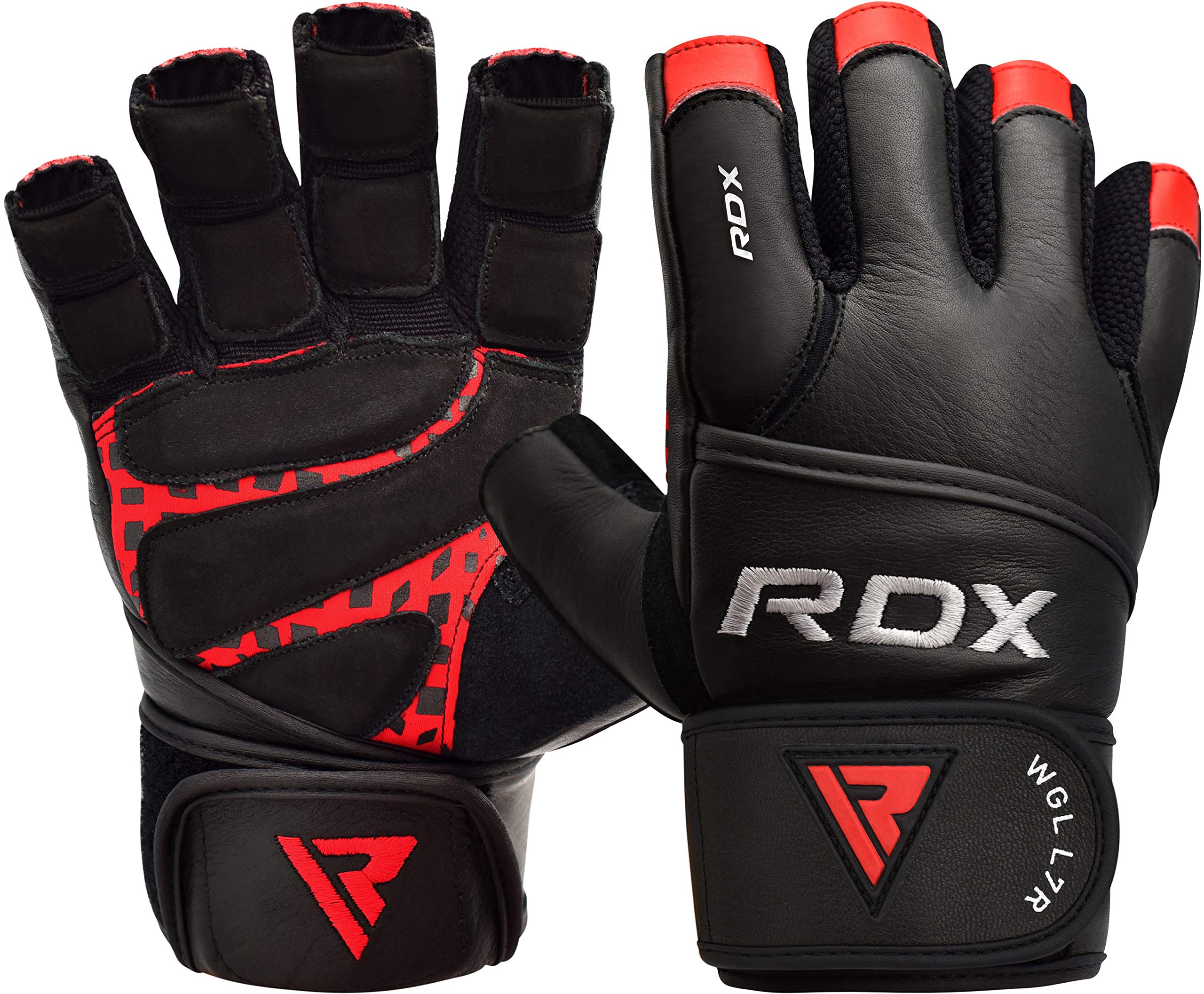 RDX Gants de Musculation Poignet Longue Workout Fitness Gymnastique Entrainement Cuir Maya Hide Powerlifter Halterophilie Gym Gloves
