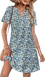 Dresses for Women 2025 Casual Summer V Neck Wedding Guest Dress Short Sleeve Fashion Beach Vacation Clothes