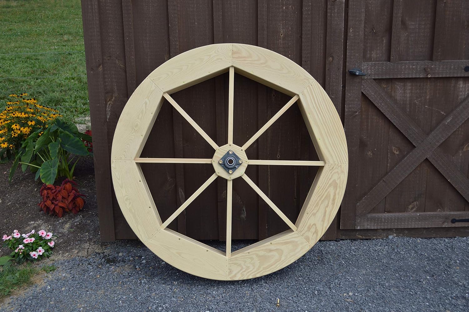 Amish-Made Decorative Waterwheel - 48" Diameter, Cedar Stain