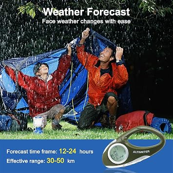 Digital Altimeter Portable Compass with Weather Forecast Multi Function Altimeter Barometer for Hiking, Camping, RVs and Outdoor Activities