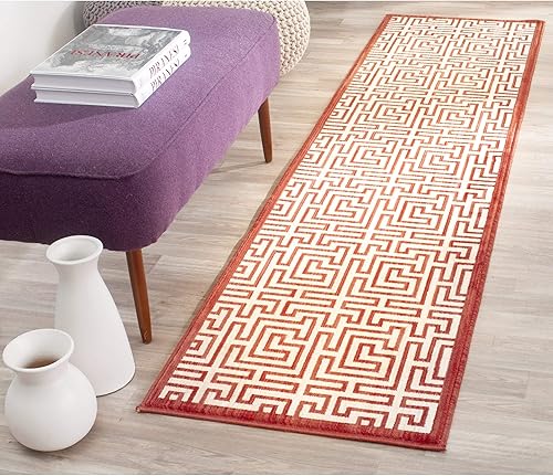 Miniatura 4 de SAFAVIEH Infinity Collection INF587P - Alfombra de área de 9 x 12 pies, amarilla y roja, no desprende pelusa y de fácil cuidado, ideal para zonas de