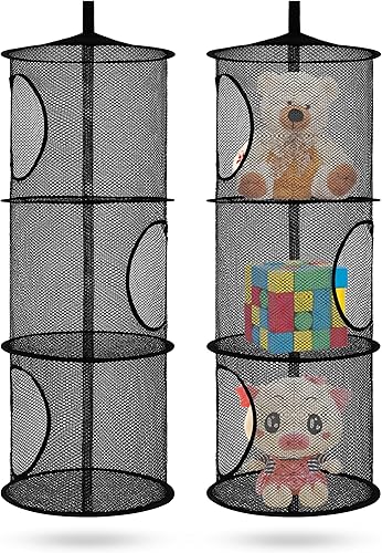 Miniatura 8 de 2 piezas de red de almacenamiento de animales de peluche plegable o hamaca organizadora de animales de peluche, hamaca colgante de malla de 3