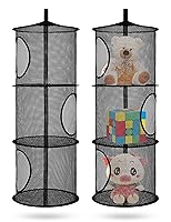 Vista 10 de Libeder Organizador de bolsas de almacenamiento de malla para colgar y ahorrar espacio, organizador de almacenamiento plegable con 3 compartimentos