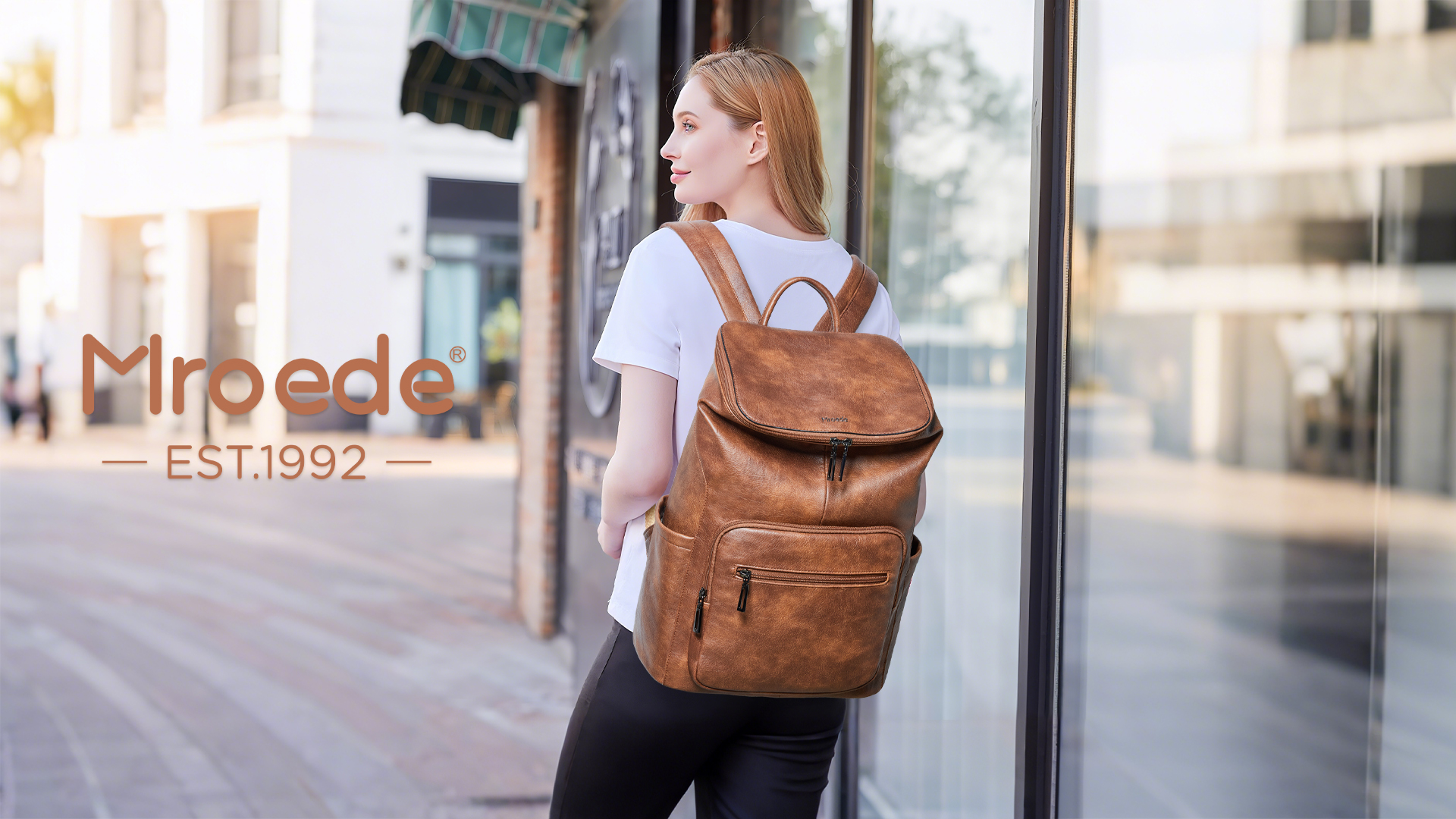 Mroede Leather Laptop Backpack for Women, 15.6 Inch Travel Backpack with Laptop Compartment, Casual Daypack Fashion Travel Backpack Purse for Travel College Work, Brown : Electronics