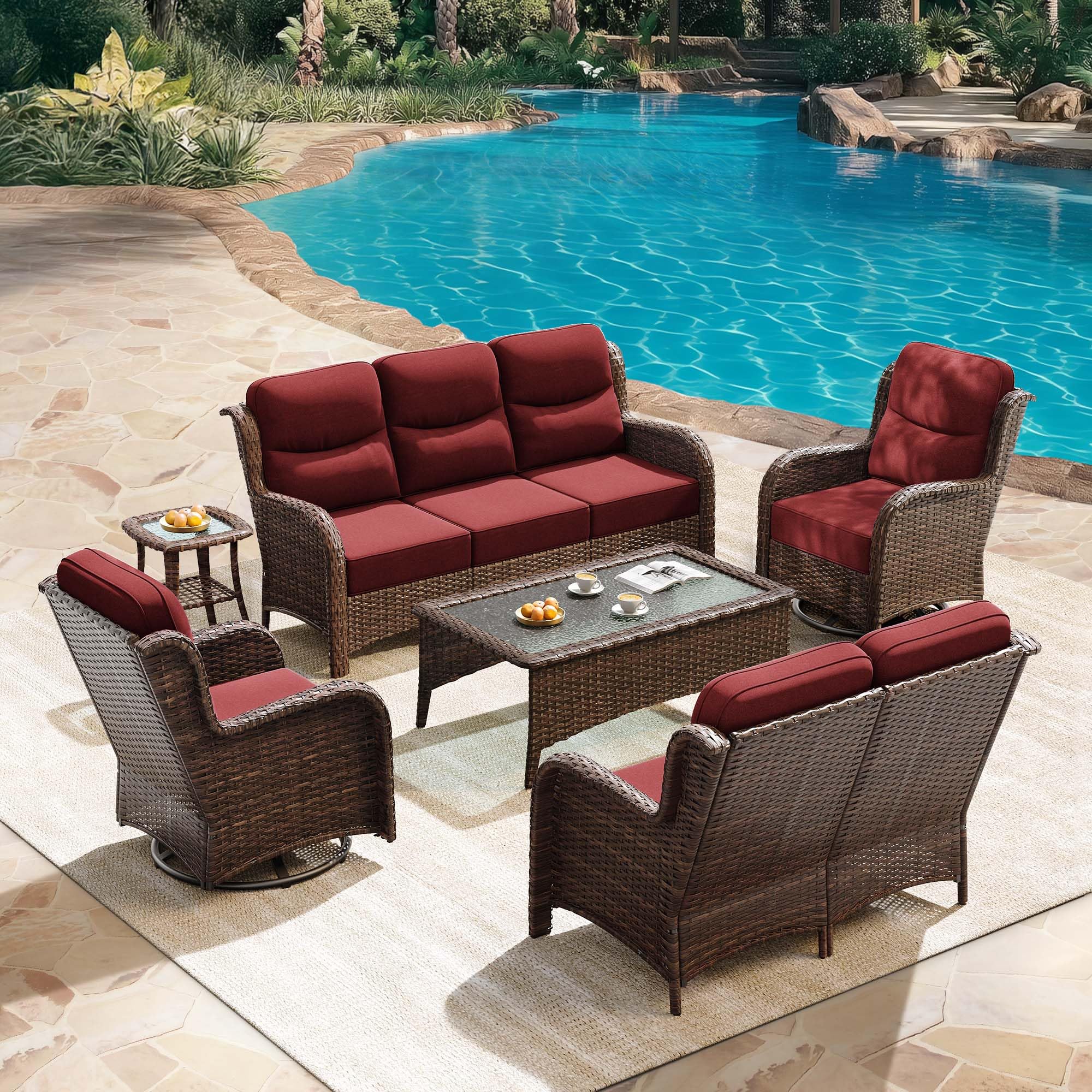 HILLGA Luxury Outdoor Patio Furniture Set with 6-Inch Thick Cushions