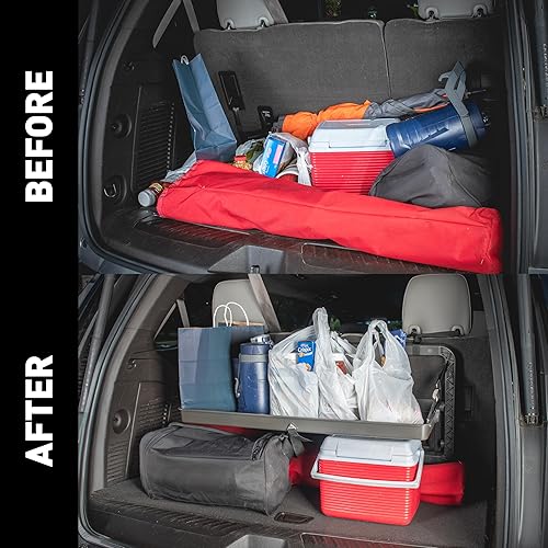 Miniatura 5 de CURT 18425 Pakka Cargo Caddie SUV Trunk Organizer, 34" x 14" Collapsible Storage Tray, Seat Back Mounted Cargo Carrier, 50 lb Capacity for Groceries