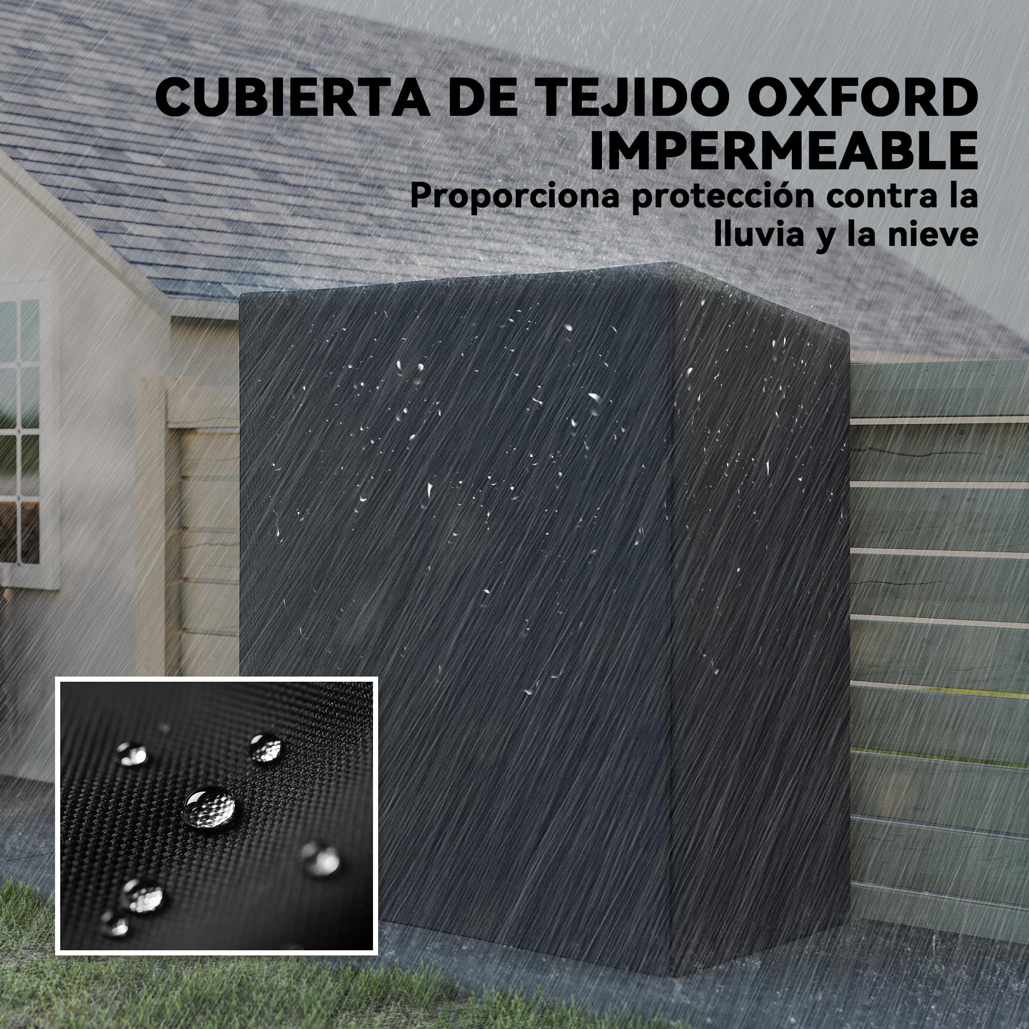 Outsunny Estante de Leña Metálico, Carga 300 kg, Leñero Exterior con Cubierta Impermeable 600D Oxford, Marco de Acero, Soporte para Leña de Chimenea, para Jardín, Terraza, 140x70x154 cm