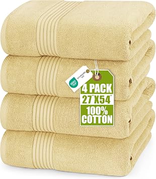 Utopia Towels Luxurious Bath Towels Set, 27x54 in, 4 Pack, Soft, Beige