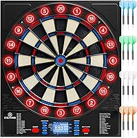 Vista 1 de Electronic Dartboard 34 Games 355 Variations with 12 Darts Illuminated Dartboard Dart Storage for 12 Darts