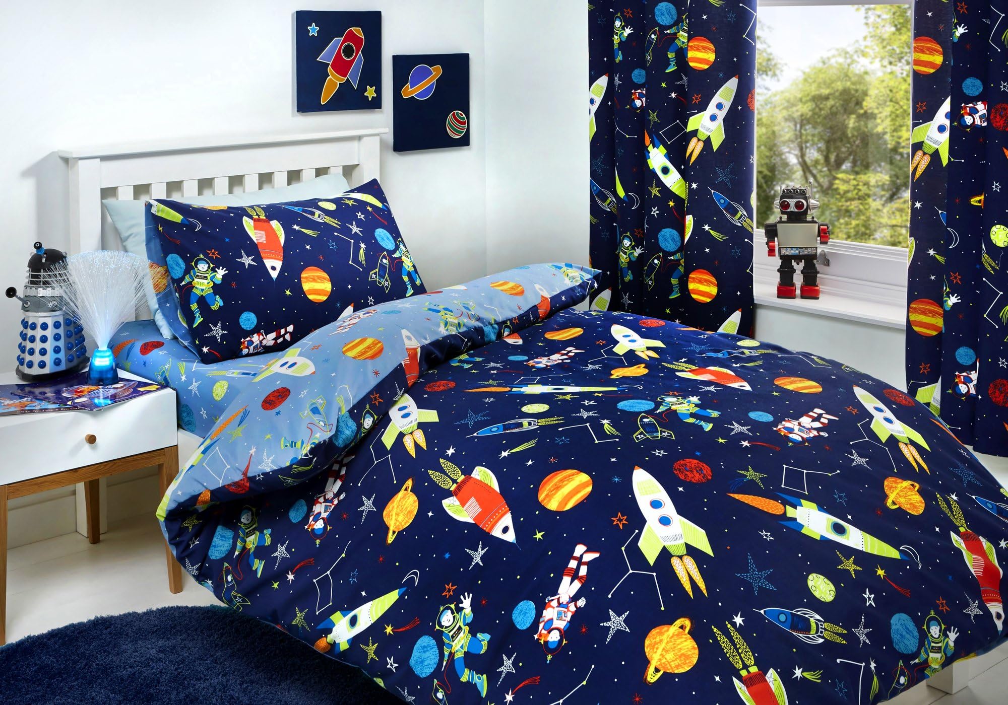 Bedlam - Supersonic - Glow In The Dark Duvet Cover Set | Junior Bed Size | Blue Bedding