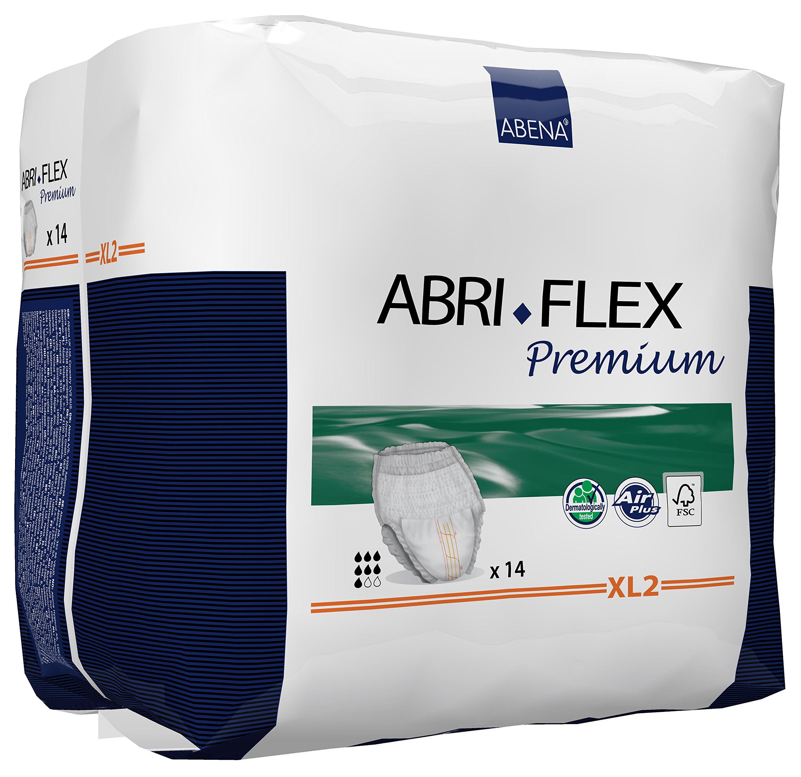 Abena Abri Flex Premium Pull-Up Spodnie dla osób nietrzymających moczu, przyjazne dla środowiska spodnie dla mężczyzn i kobiet, dyskretne, ochronne, oddychające, wygodne - rozmiar XL 2, talia 130-170 cm, chłonność 1900 ml, 6 x 14 szt