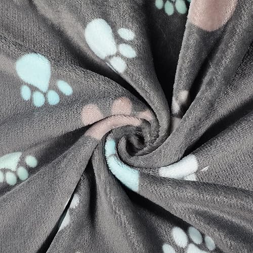 Miniatura 3 de Tegeme 12 mantas para mascotas, suaves y esponjosas, de vellón, para perros y gatos, cálidas, con estampado de patas, mantas de franela para