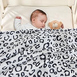 Yurhap Leopard Print Baby Blanket Fleece Baby Blankets for Boys, Ultra Soft Cozy Fluffy Infant Toddler Newborn Receiving Gifts for Crib Stroller, 30x40 Inch, Grey