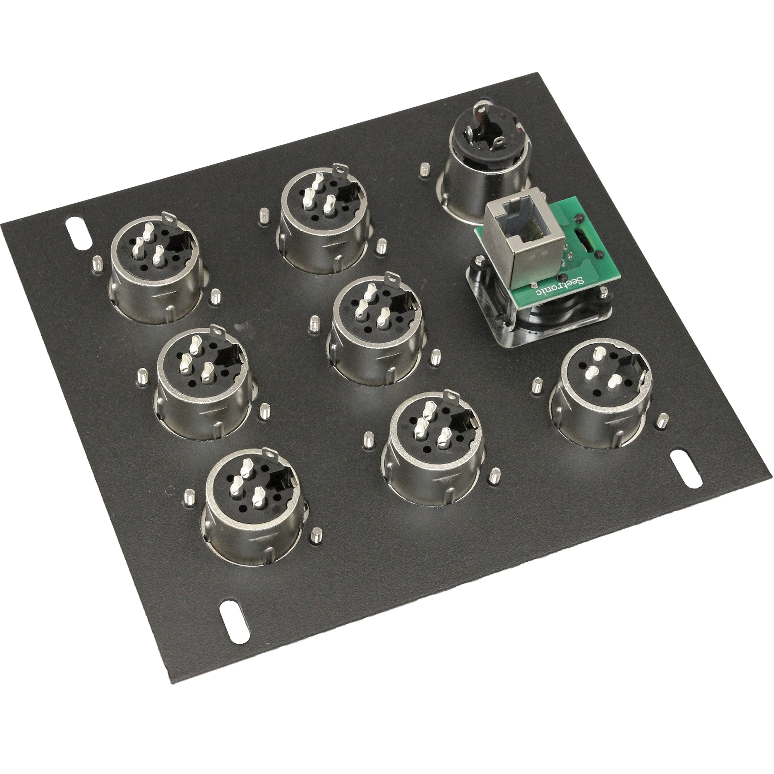 Pro Audio Recess Stage Floor Box schwarz (6-XLR weiblich + 1-XLR männlich + 1 1/4 Zoll TRS + 1 CAT5 Ethernet)