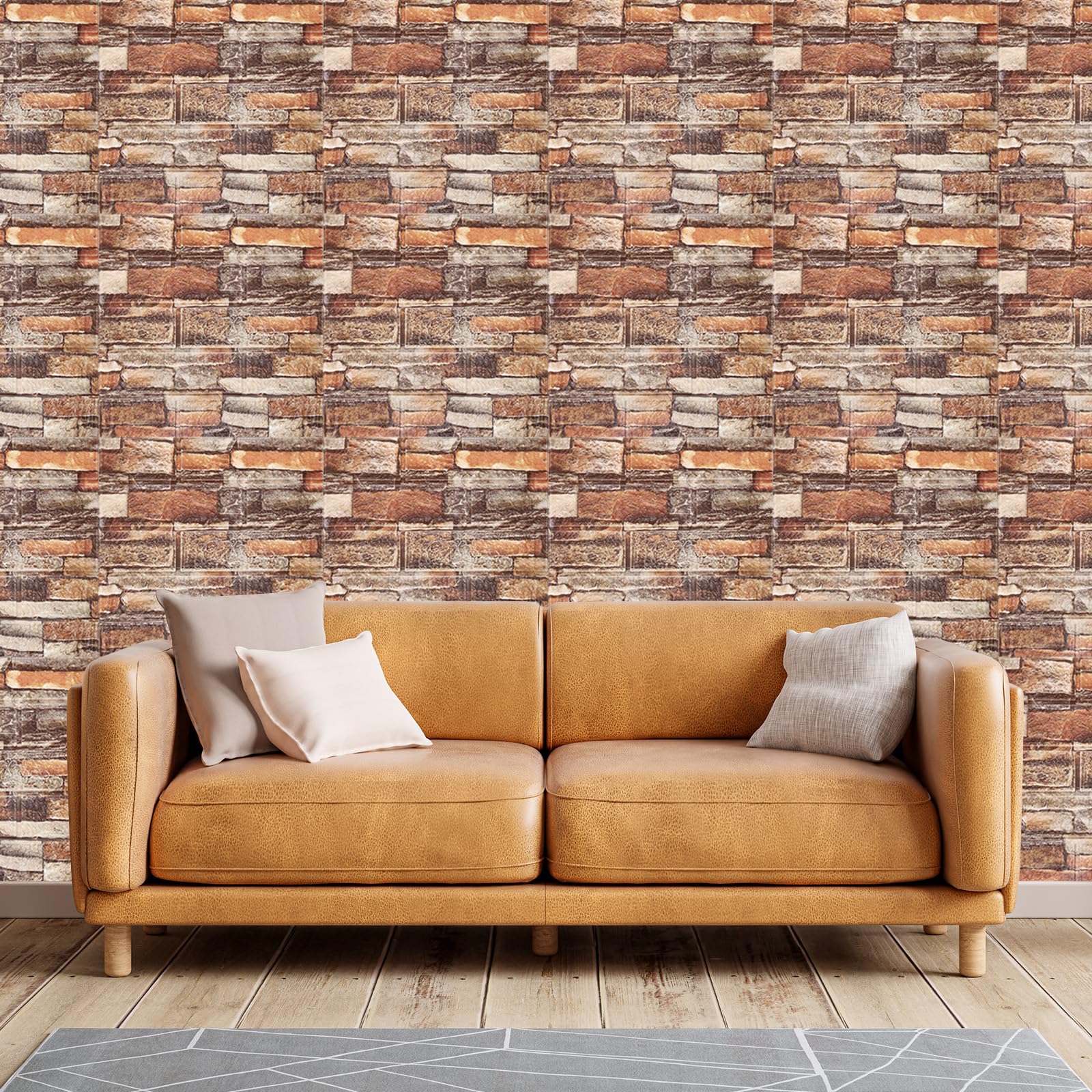 QUARKZMAN 3D Pared Paneles Pelar y Pegar, 30uds Espuma Ladrillo Tapiz Papel para Dormitorio Imitación Piedra Pared Panel Autoadhesivo Tapiz Papel (Marrón Ladrillo)