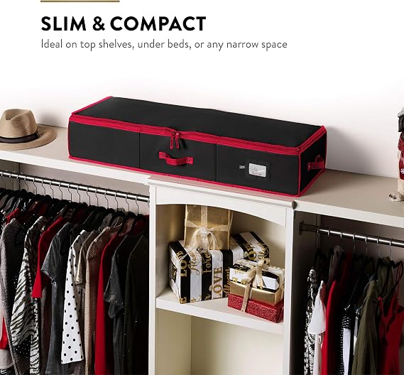 ZOBER Wrapping Paper Storage, Gift Wrapping Organizer Storage, Black/Red