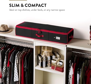 ZOBER Wrapping Paper Storage, Gift Wrapping Organizer Storage, Black/Red