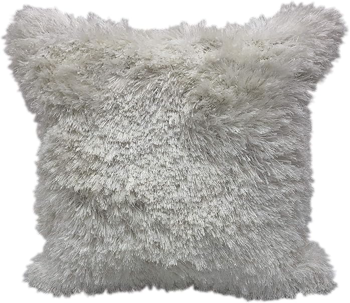 white shag throw pillow