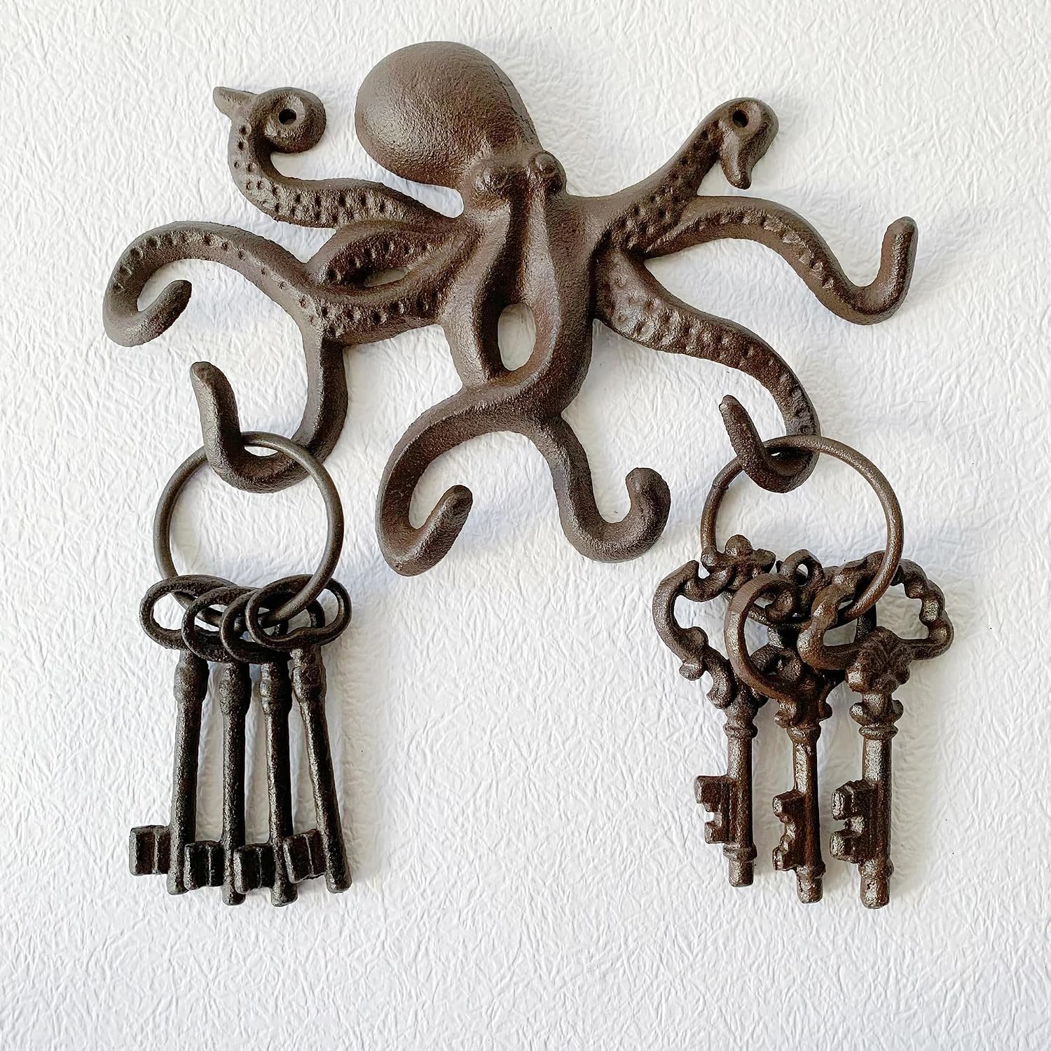 Vintage Skeleton Key Ring, Antique Cast Iron Pirate Treasure Chest Key Set for Farmhouse image 5
