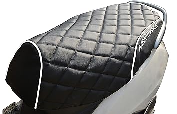 Mototrance PU Leather Designer Bike Scooter Seat Cover (MTSC-304-BLWH) for Honda Activa 4G -Black White