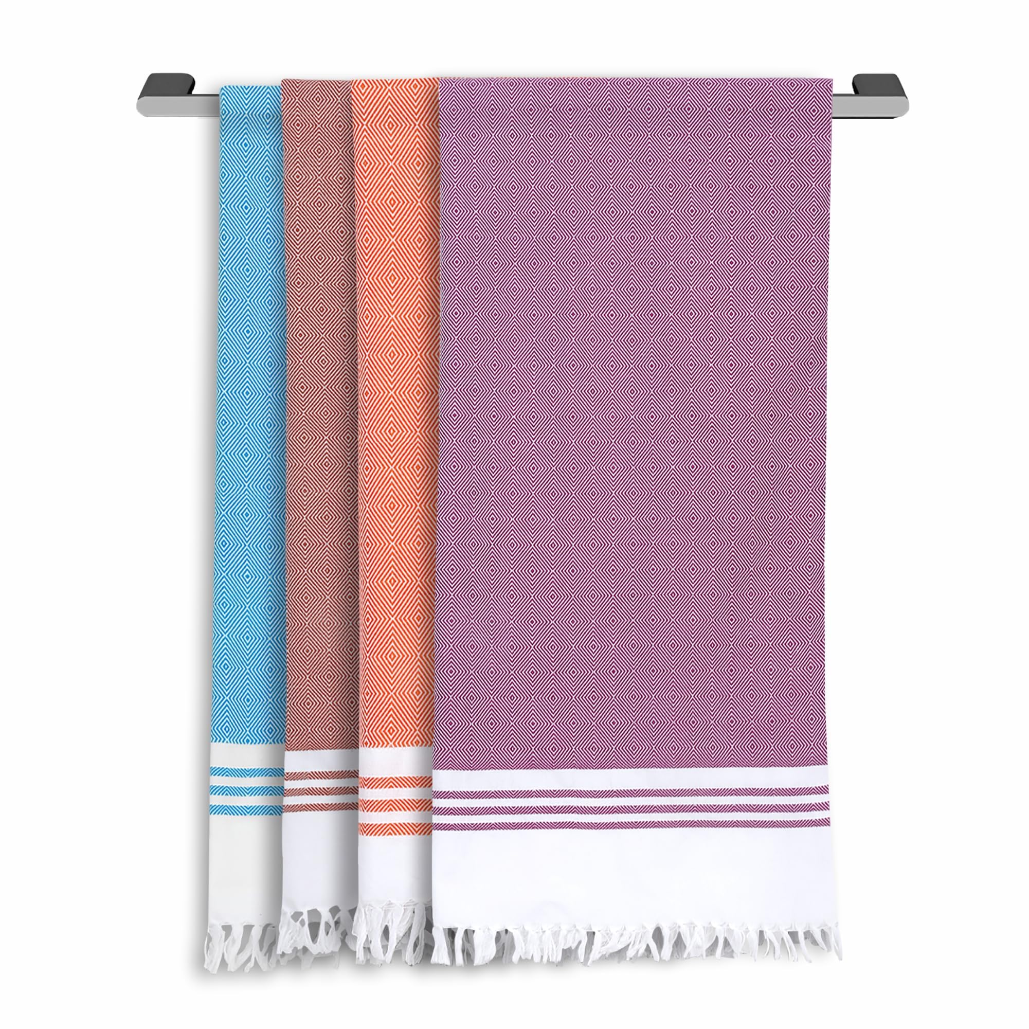 ECO SENSE Ecosense-Premium Large Cotton Non-Terry Bath Towels (150Cm X 75Cm)|Soft,Absorbent And Comfortable Bath Towels Large Size|Quick Dry Gym,Travel & Bath Towel Multicolor-Diamond,Pack Of 4-image-31