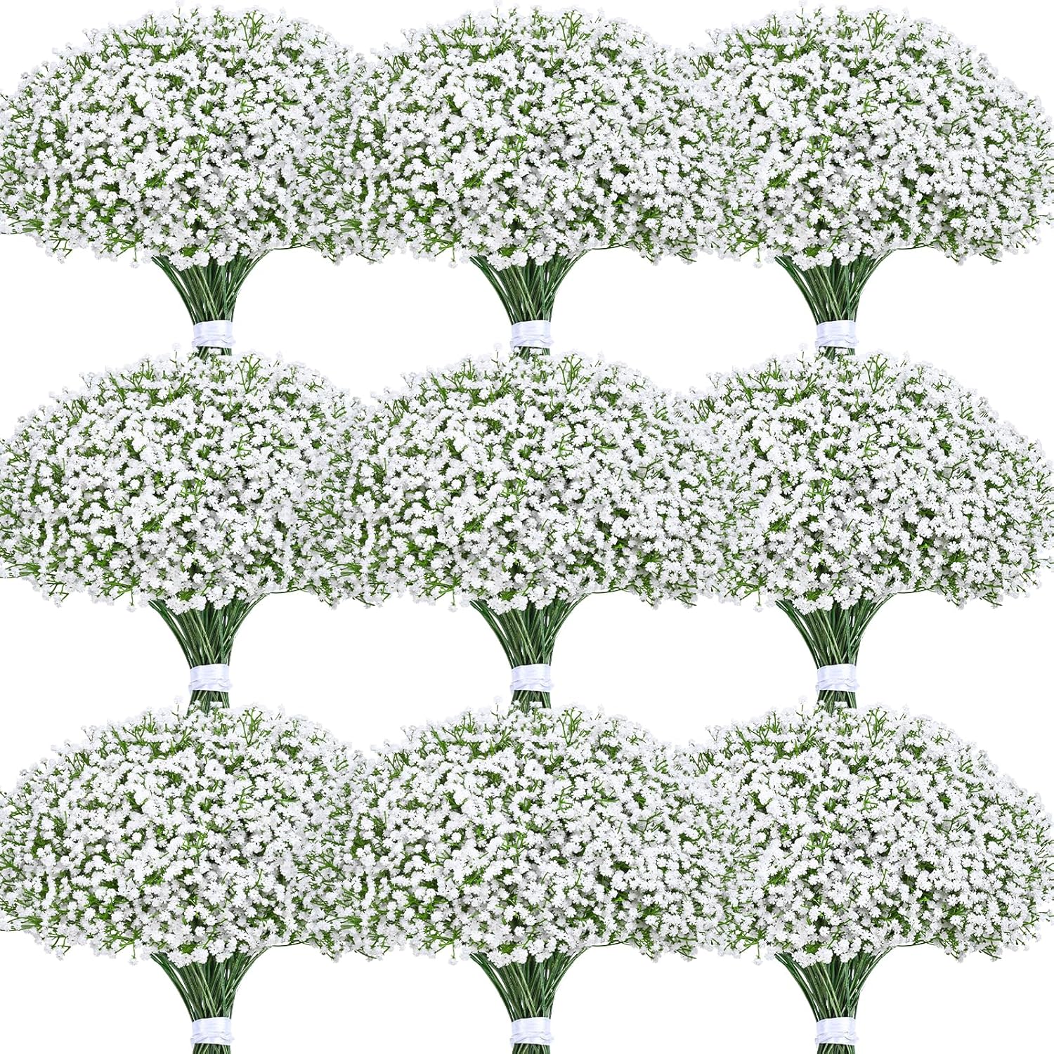 Yastouay Babys Breath Artificial Flowers, 60 Pcs White Baby Breath Flowers Artificial Bulk, Real Touch Fake Babys Breath Gypsophila for Wedding Party Bouquet Floral Arrangement Home Decor