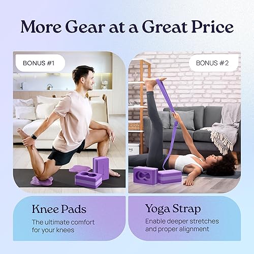 Miniatura 3 de Deep-Zen Yoga Blocks Wrist Support Yoga Blocks 2 Pack with Knee Pads and Strap to Put Less Weight on Wrists Durable, Versatile Yoga Brick Exercise