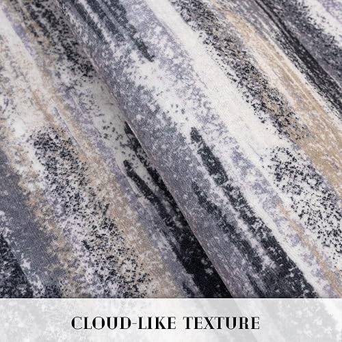 Miniatura 8 de Alfombra moderna abstracta de 2 x 6 pies, alfombra de pasillo lavable gris negro multi para cocina, antideslizante, suave, alfombra delgada de Gris