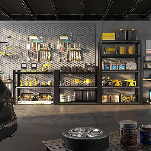 Miniatura 2 de REIBII Estantería de garaje de 72 pulgadas de alto, estantes de almacenamiento de garaje resistentes de 2000 libras, estantes de metal ajustables de