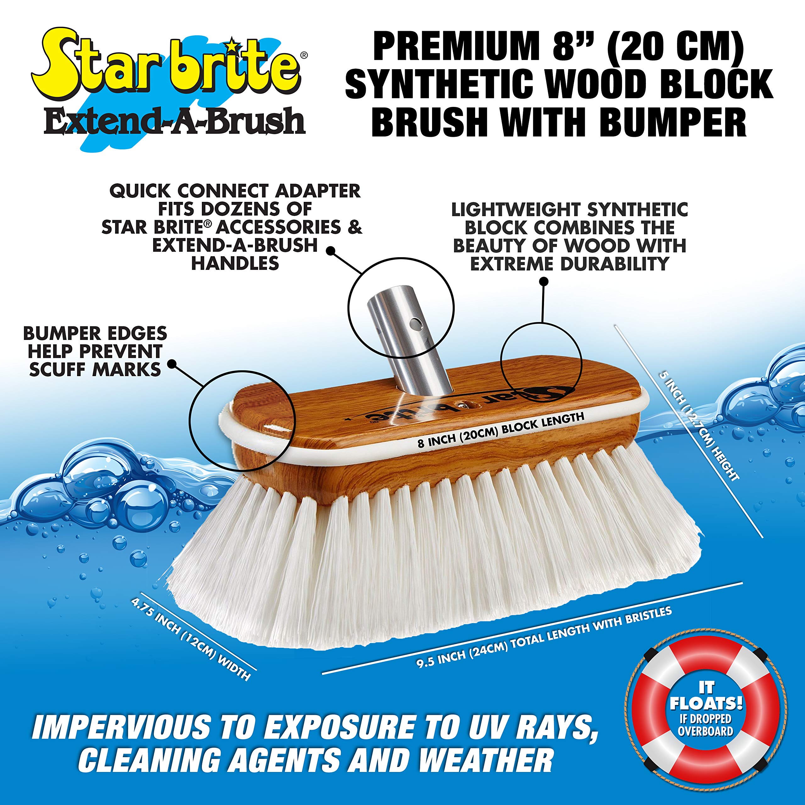 STAR BRITE Premium 20 cm Spazzola di Legno Sintetico con Paracolpi - Scrub