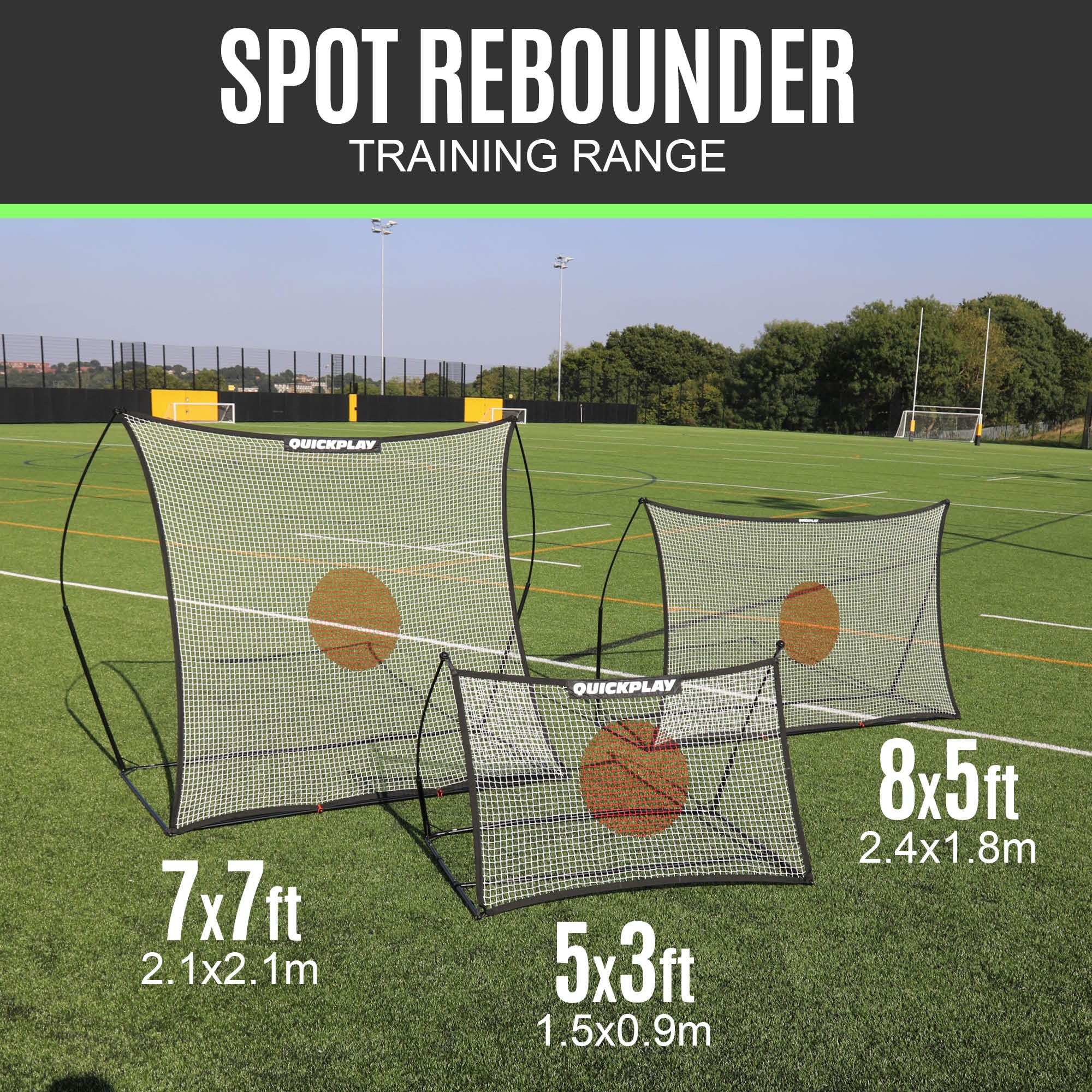 QUICKPLAY Spot Target Football Rebounders - Ora in 3 taglie | Multi-Sport Ball Skills Training - con app di allenamento eCOACH gratuita
