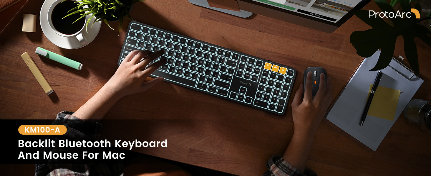 Clavier Souris Sans Fil ProtoArc Pour Mac - Rétroéclairé, Bluetooth, Design Rétro Plat