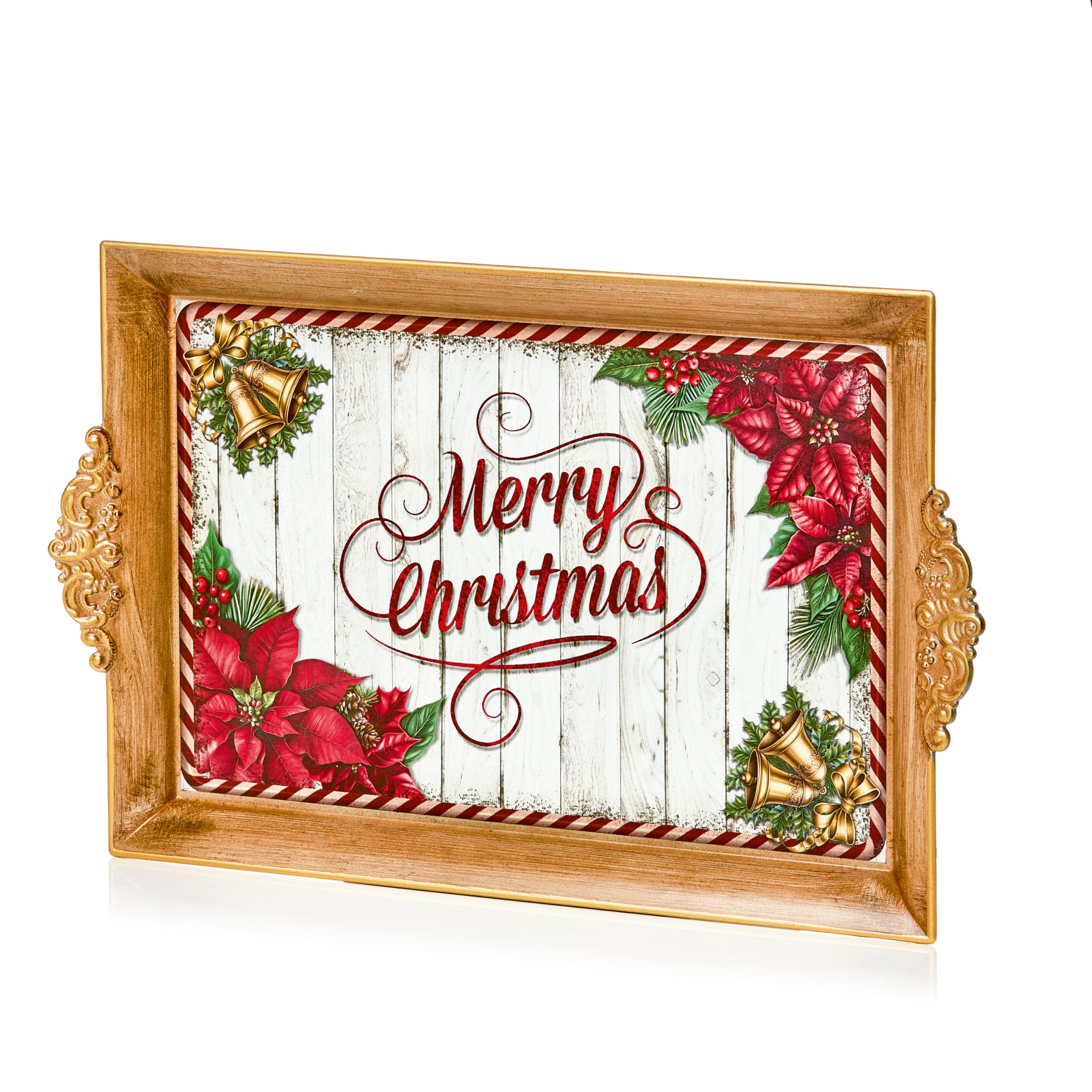 Merry Christmas Serving Tray Plastic Tea Drinks Lap Snack Tray 40cm x 26cm