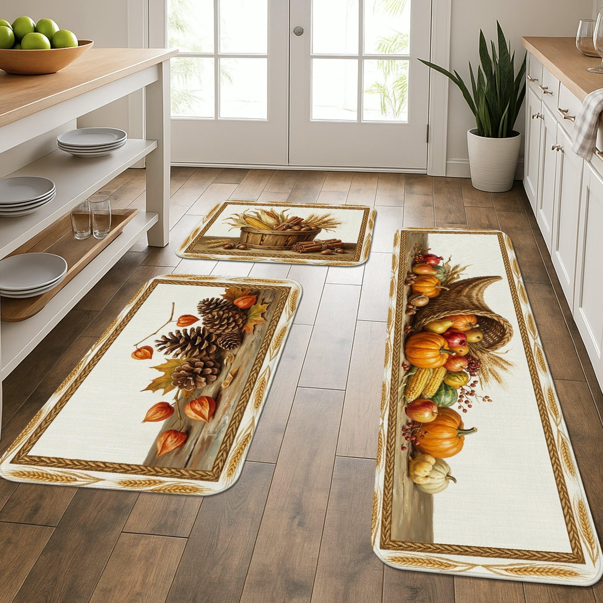 Tapis de cuisine rustiques lavables pour créer une ambiance d'automne dans votre buanderie
