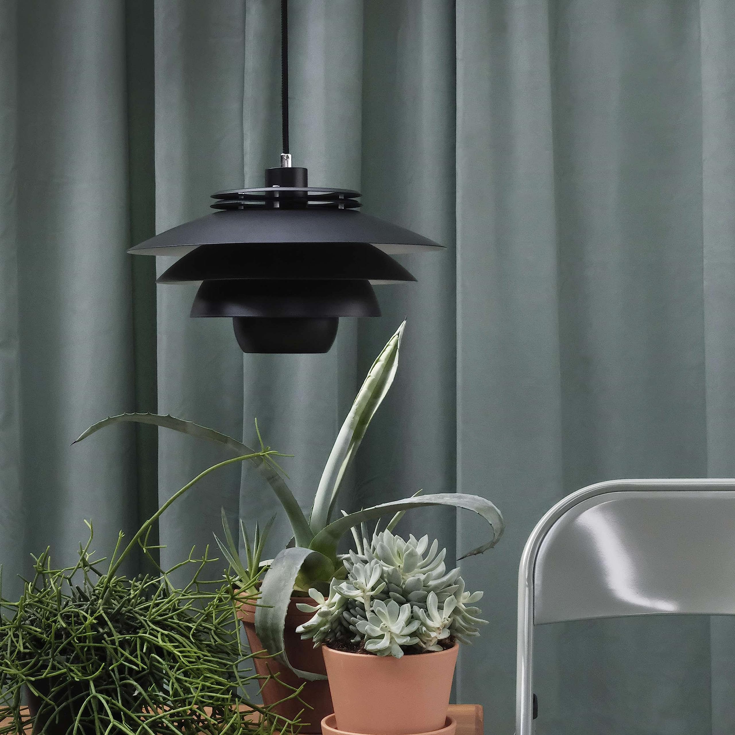Dyberg Larsen Ejka Hängeleuchte, Mattschwarz – 38x38x20 Cm, 3 M Kabel, Ohne Leuchtmittel, 60 W/E27, Dänisches Design