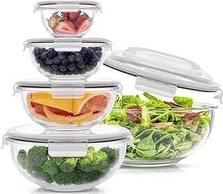 JoyJolt Kitchen Mixing Bowls. 5pc Glass Bowls with Lids Set – Neat Nesti...