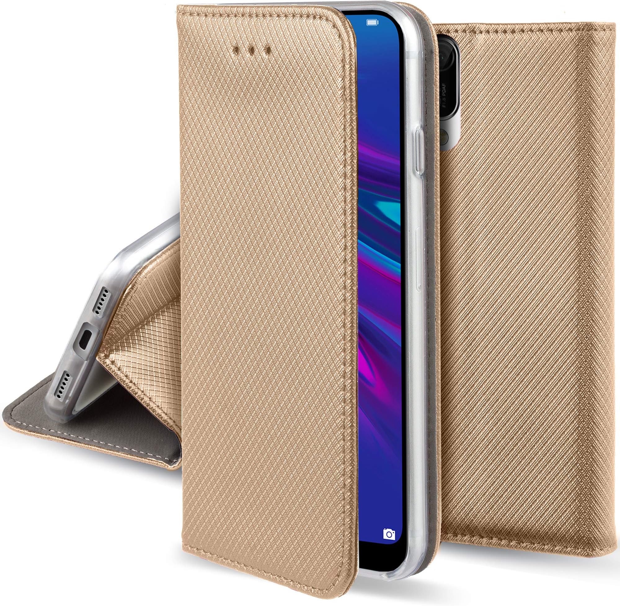 Cadorabo Cover Libro Portafoglio Per Huawei Y6 2019 - Colore Nero Carbone, Chiusura Magnetica, Slot Carte