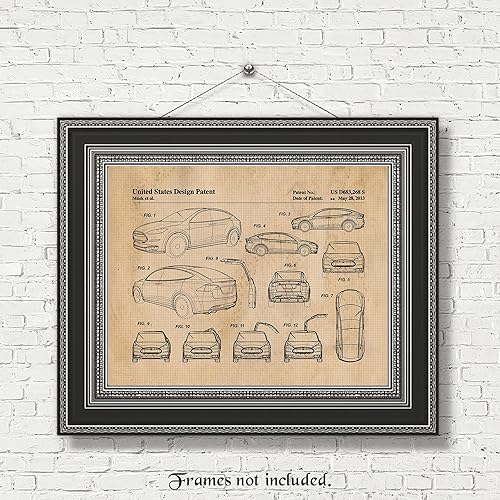 Miniatura 3 de Classic Tesla X Motors Technology Auto Patent Prints, Unframed 1 (11x14) Photos, Wall Art Decor Gift for Home EV Office Work Garage College Student
