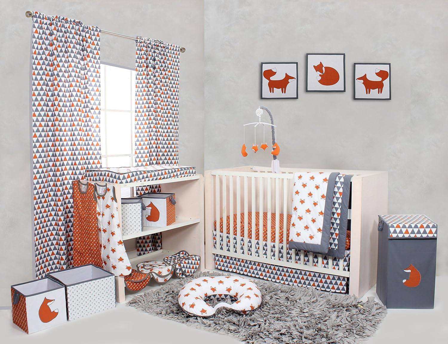 Bacati - Playful Foxes Orange Changing Pad Cover (Orange Arrows with Traingles Gusset)