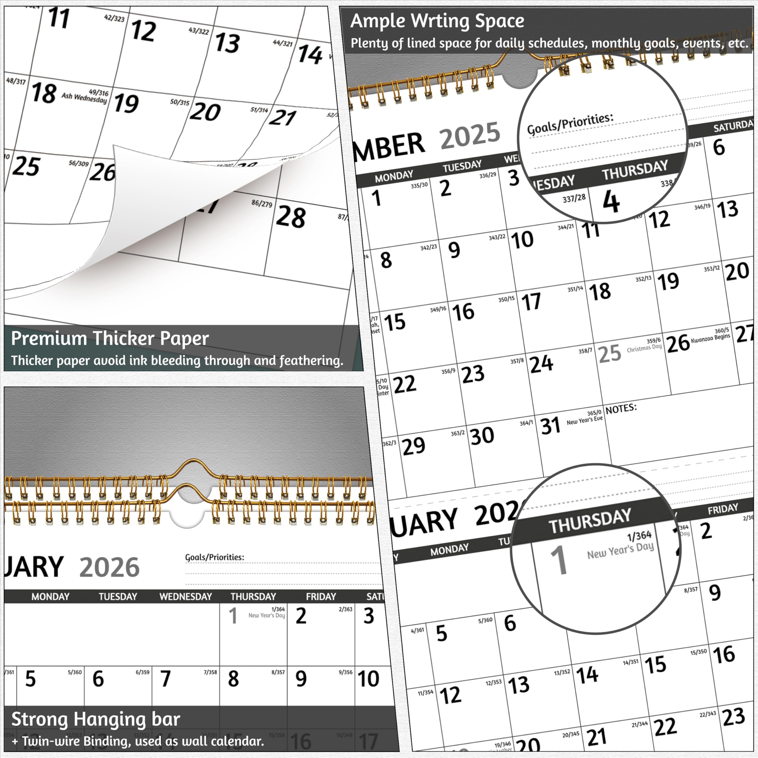 Amazon.com: 2026 Wall Calendar - 3 Month Calendar 2026 Vertical