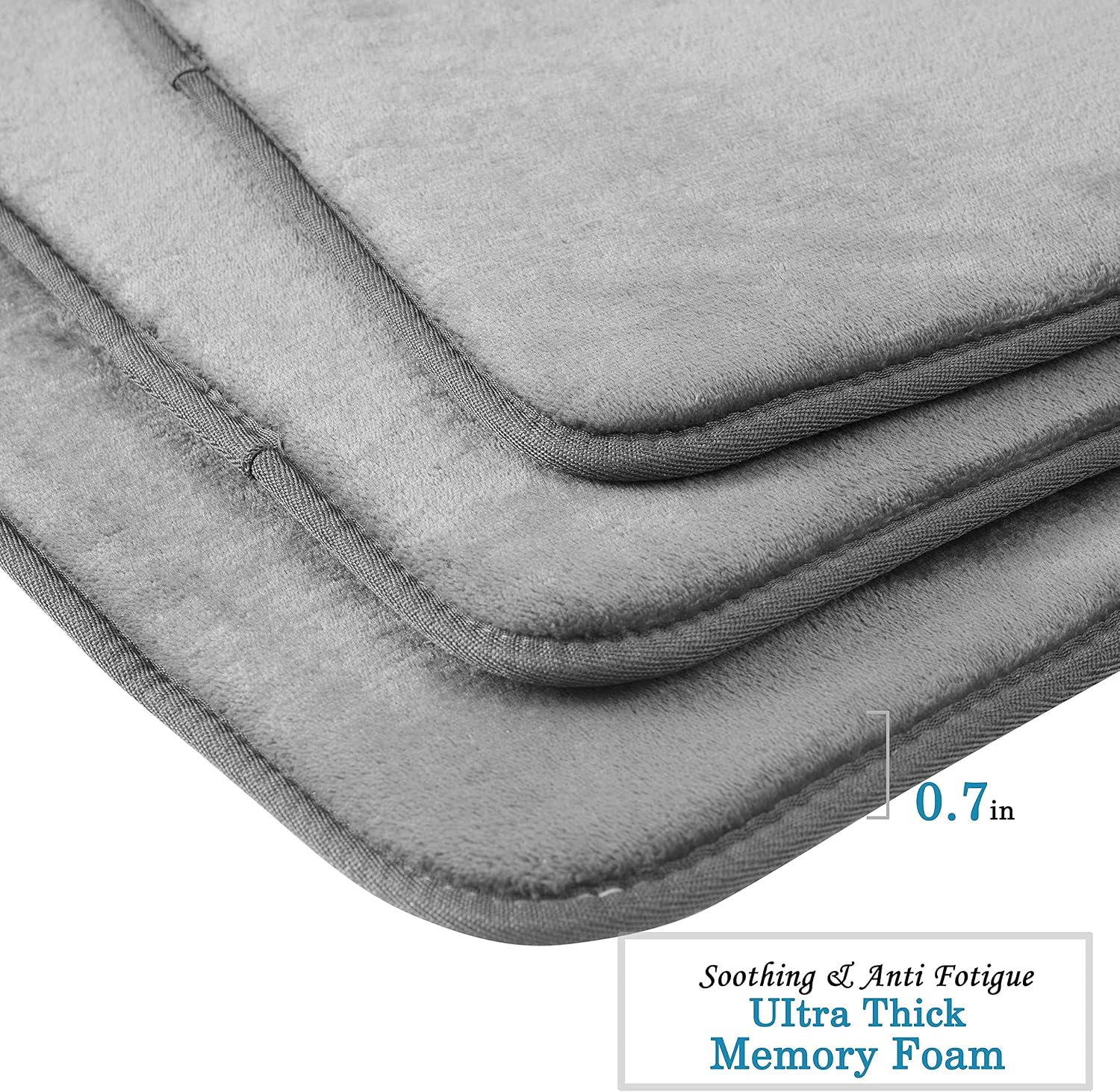 Sweet Home Collection Bathroom Rugs Memory Foam Bath or Shower Mat Slip Resistant Extra Absorbent Soft Fluffy Non Skid Rectangle, 24" X 60", Gray