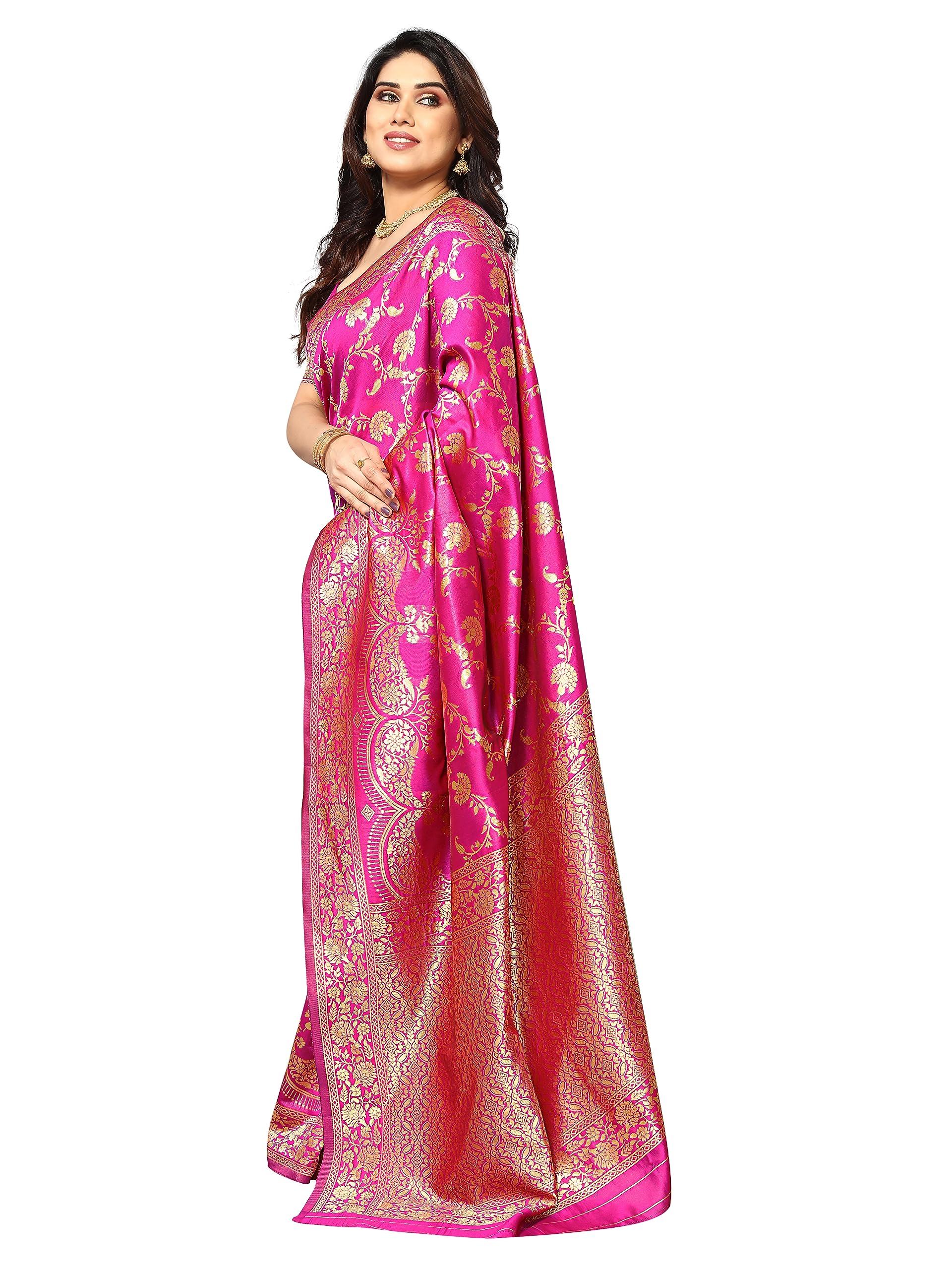 Sidhidata Kanjivaram Banarasi Sari en soie jacquard avec chemisier pour femme (taille unique)