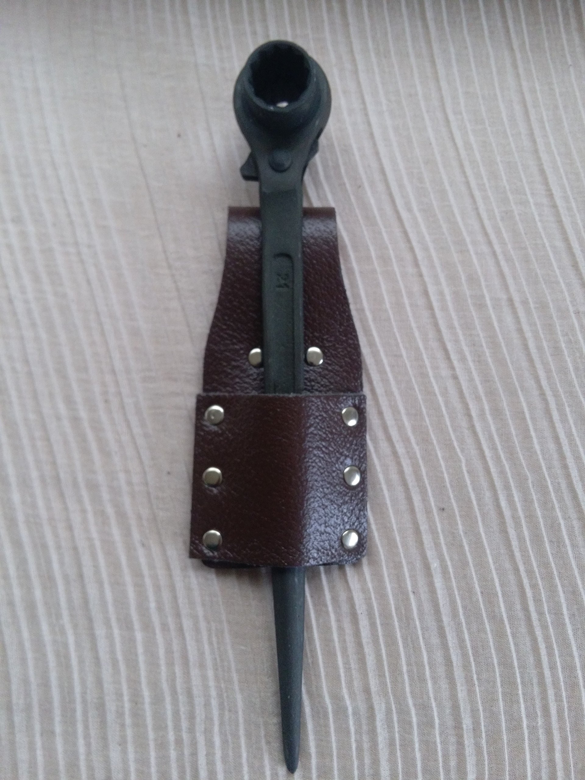 Bbi Ltd Black /Brown Bbi Leather Spanner Frogs Scaffolding Tools+ Heavy Duty Rachet Wrench 19/21 Straight End + Single Frog